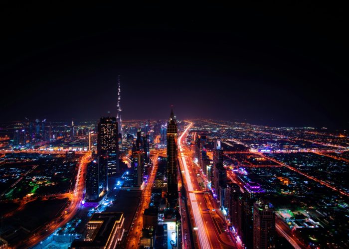 High Rise Buildings during Night Time Photo